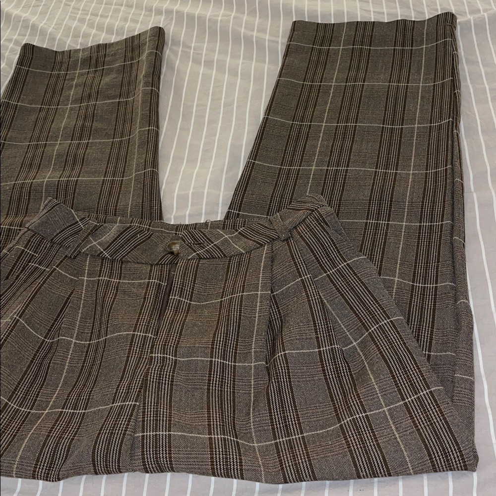 Plaid Women's Pants in Brown and Gray